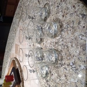 1970's BC Comic Caveman Set of Six 14 oz. Glasses Hart Vintage Mobile Gas EUC DC